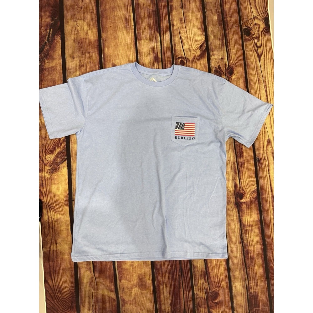 BURLEBO Men's Blue Raised on Reagan Graphic Crew Neck Pocket T-Shirt XL